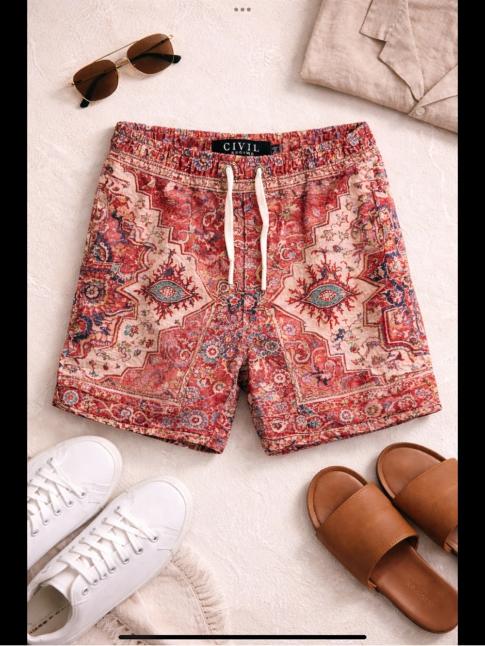 Civil Regime Persian Print Swim Trunks Men’s Medium Resort Luxe Lined Shorts - Picture 4 of 16